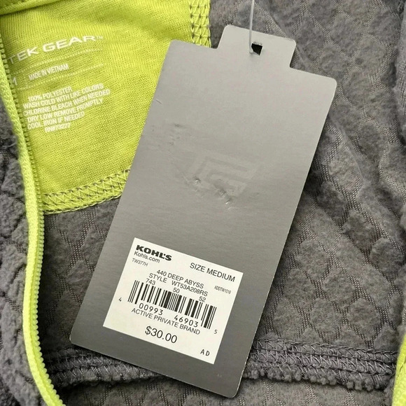 NWT TG Tek Gear/ Pullover/ Quarter-zip/ Sweater/ Grey/ Size US M - Picture 6 of 9